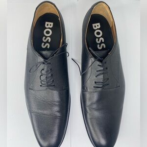 Boss Nordstrom Black Leather Derby Dress Lace Up Tie Luxury Designer Shoes